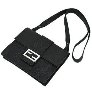 Fendi Bag Leather Shoulder Bucket Pochette Logo Flat Selleria Black FF Compact
